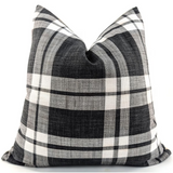 Black Check Linen Cushion