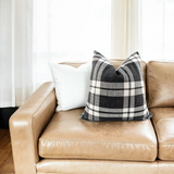 Black Check Linen Cushion