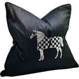 Black Embroidered Horse Cushion