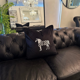 Black Embroidered Horse Cushion