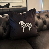 Black Embroidered Horse Cushion