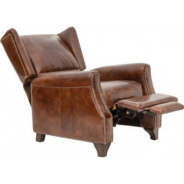 Vintage Cigar Brown Leather Recliner Armchair