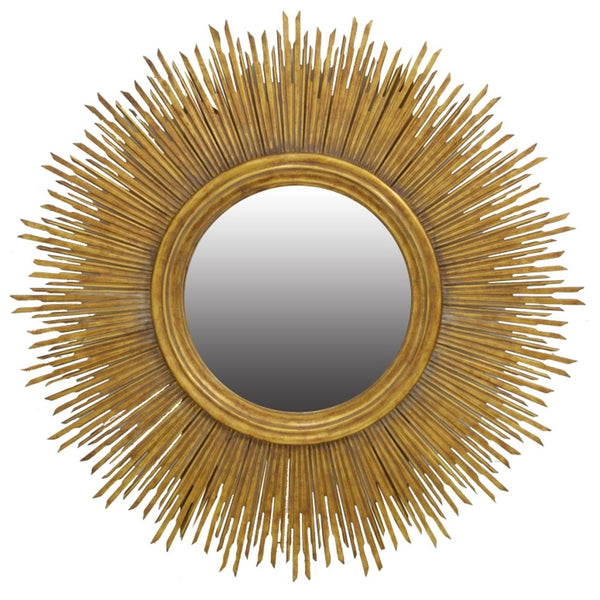 Gold Round Sun Burst Mirror