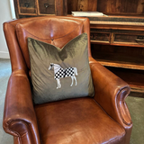 Green Embroidered Horse Cushion
