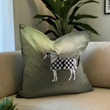 Green Embroidered Horse Cushion