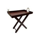 Leather Butlers Tray with Brass Stirrup Handles
