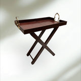 Leather Butlers Tray with Brass Stirrup Handles