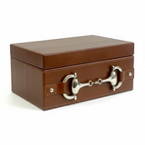 Tan Leather Box with Silver Bit Detail