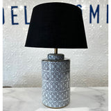 Black & White Linked Lamp base with Black Tapered Drum