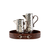 Oval Leather Tray with Silver Horse Bit - Large