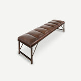 Iron & Leather Bench with Stitching