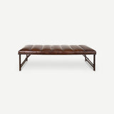 Iron & Leather Bench with Stitching