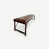 Iron & Leather Bench with Stitching
