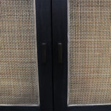 Black & Rattan Sideboard
