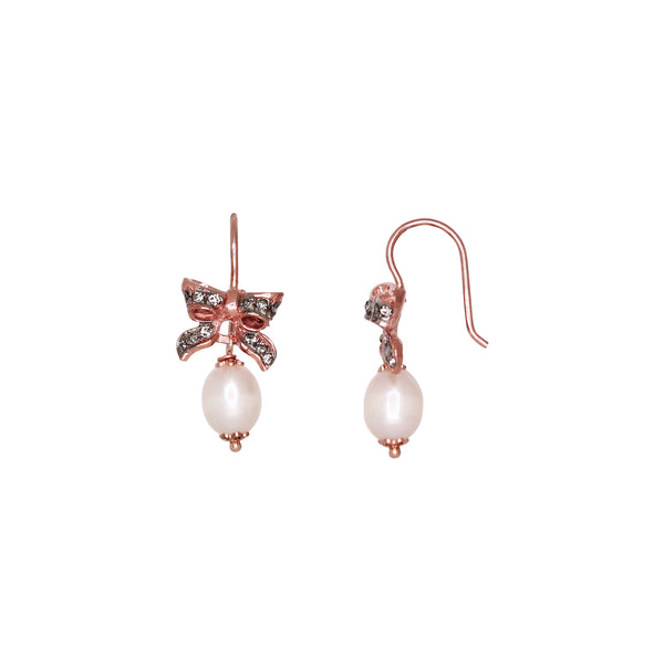 #0811 Bow Pearl Drop Earrings