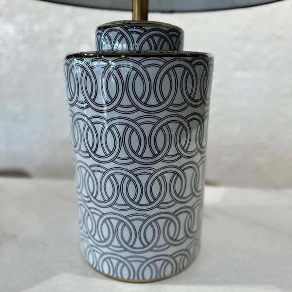 Black & White Linked Lamp base with Black Tapered Drum