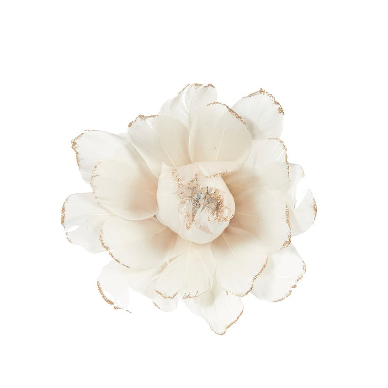 Champagne Feather Flower Clip