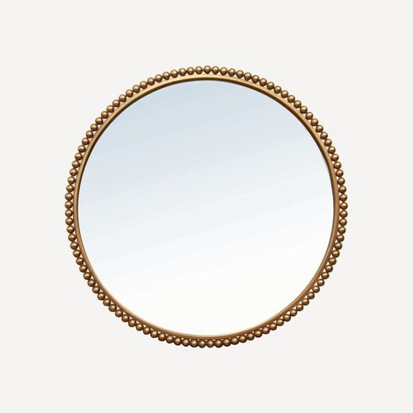 Beaded Round Gold Mirror