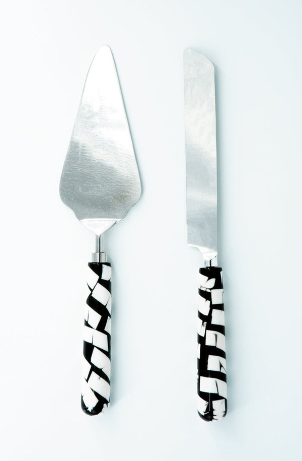 Black & White Cake Server Set