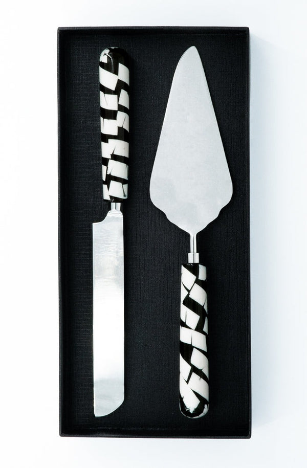 Black & White Cake Server Set
