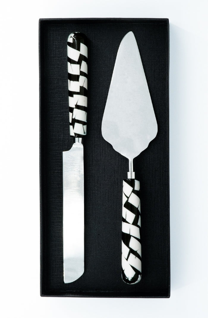 Black & White Cake Server Set