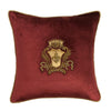 Crimson Velvet Cushion with Gold Wreath