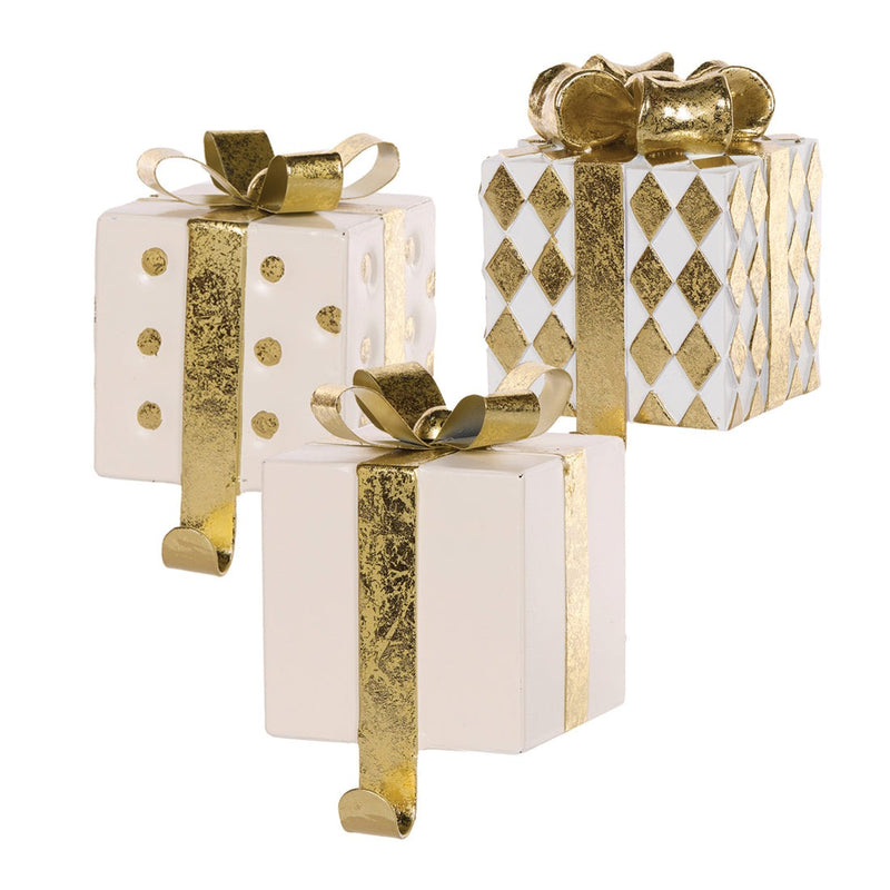 White & Gold Harlequin Box Stocking Holder