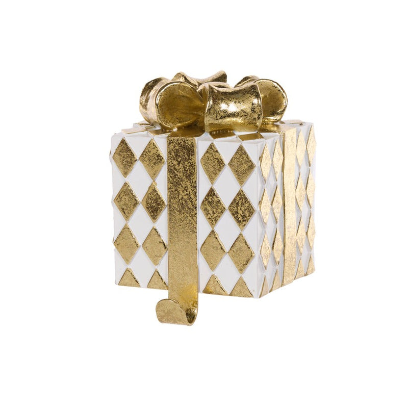 White & Gold Harlequin Box Stocking Holder