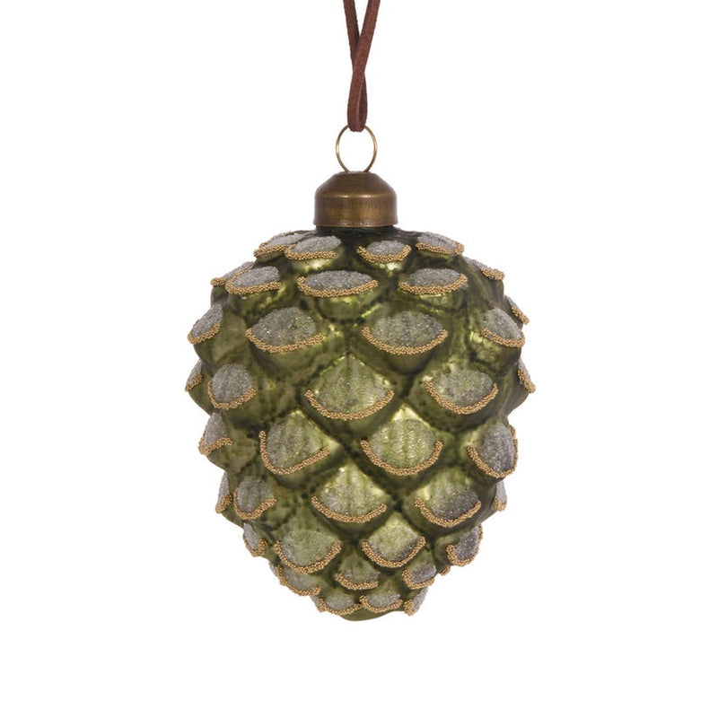 Frosted Green Pinecone Bauble
