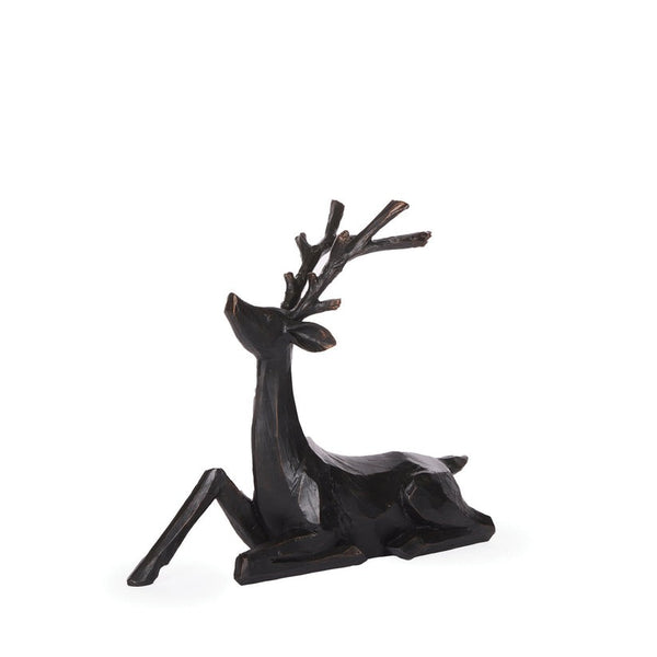 Carved Sitting Black Reindeer