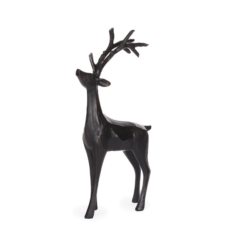 Carved Standing Black Reindeer