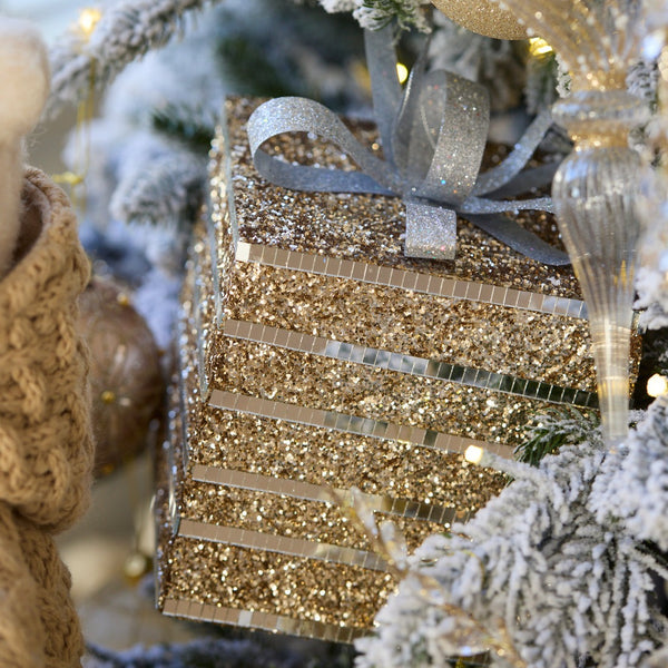 Large Champagne Mirrored Glitter Gift Box