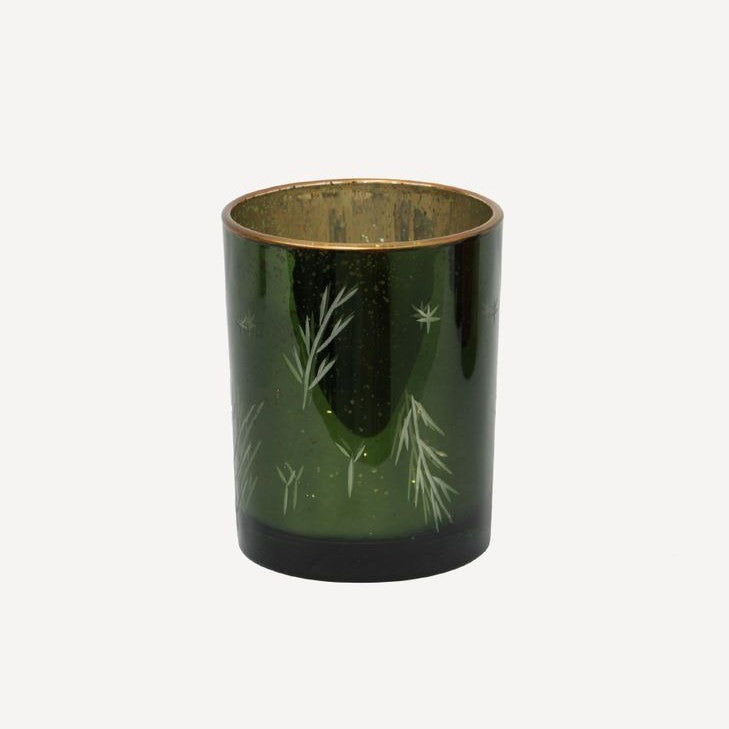 Etched Green Votive - Large