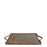 Flat Rectangle Rattan Tray with Glass Insert