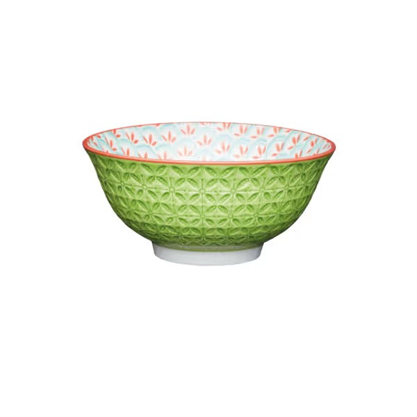 Geometric Lime with Red Rim Bowl