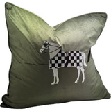 Green Embroidered Horse Cushion