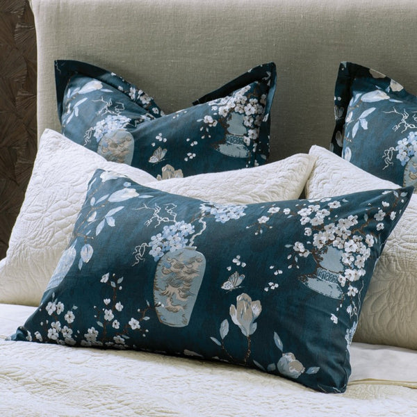 Ikebana Teal Pillowcase Pair