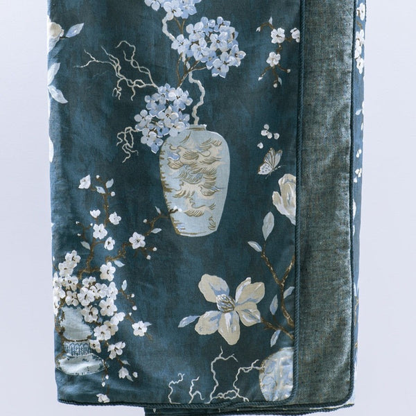 Ikebana Teal Throw