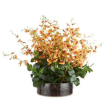 Large Dancing Orchid in Glass Pot - Orange