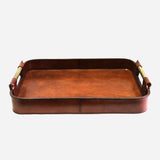 Leather Tray with Brass Handles