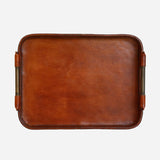 Leather Tray with Brass Handles