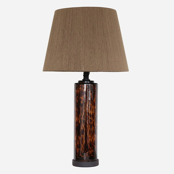 Leopard Glass Lamp with Natural Loom Shade