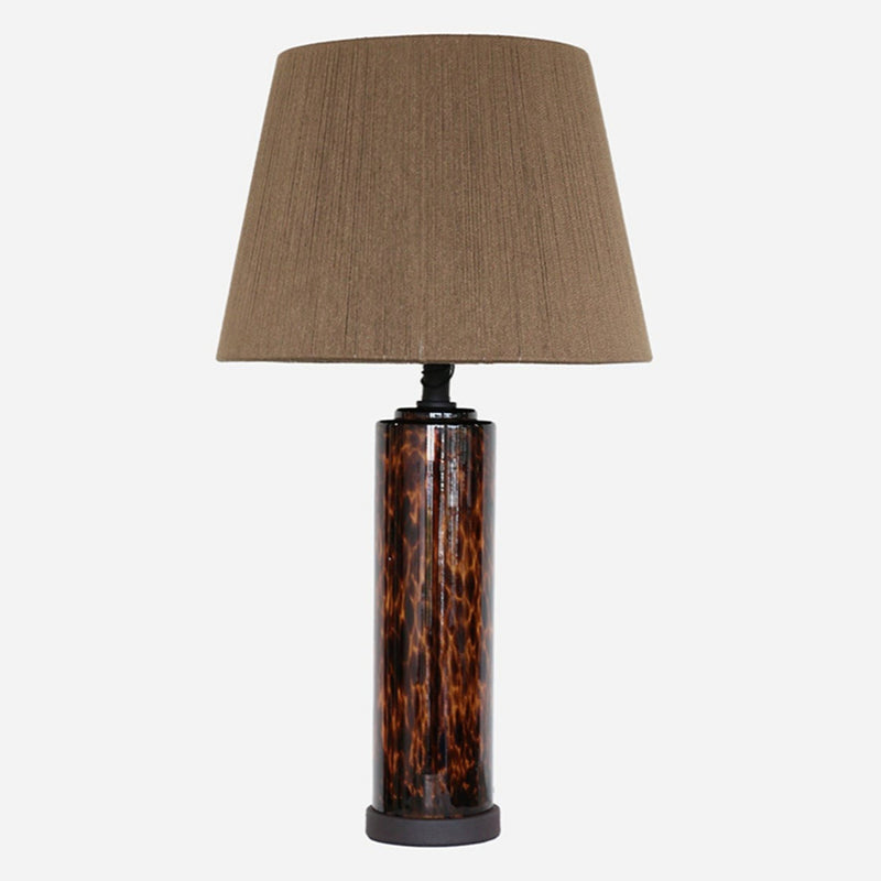 Leopard Glass Lamp with Natural Loom Shade