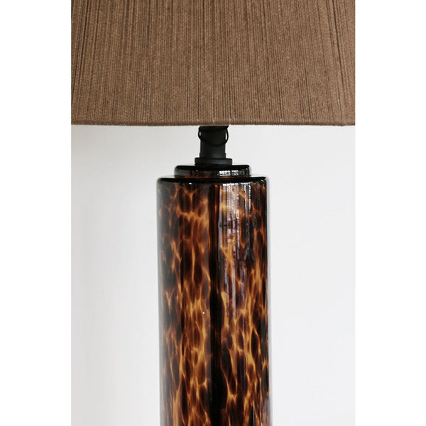 Leopard Glass Lamp with Natural Loom Shade