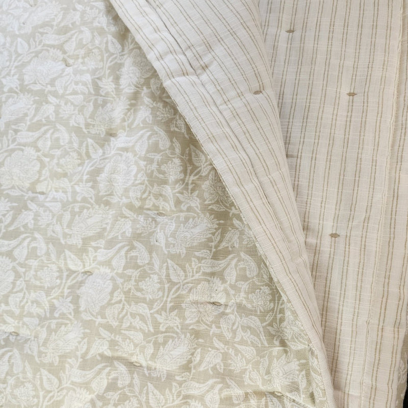 Madras Natural Quilted Eurocase Pair