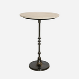 Marble & Forged Iron Pedastal Base Occassional Table