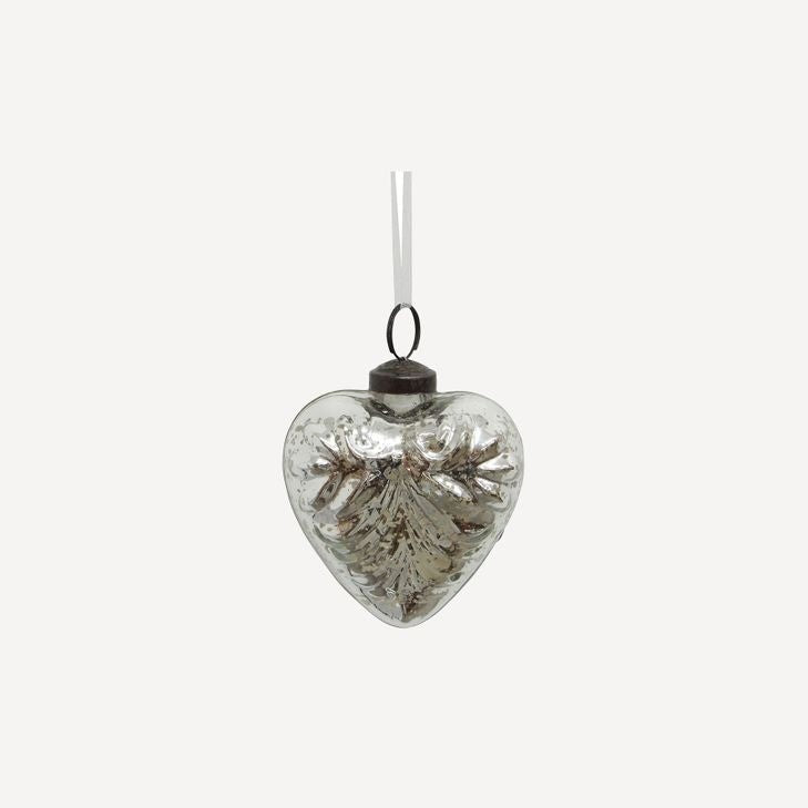 Pressed Glass Heart Silver