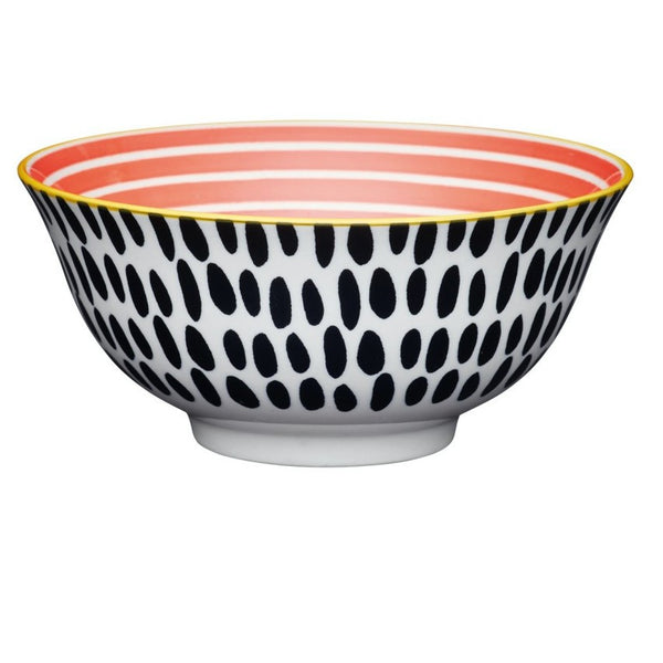 Red Swirl with Black Spots Bowl