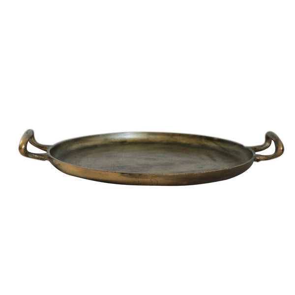Round Tray in Antique Brass
