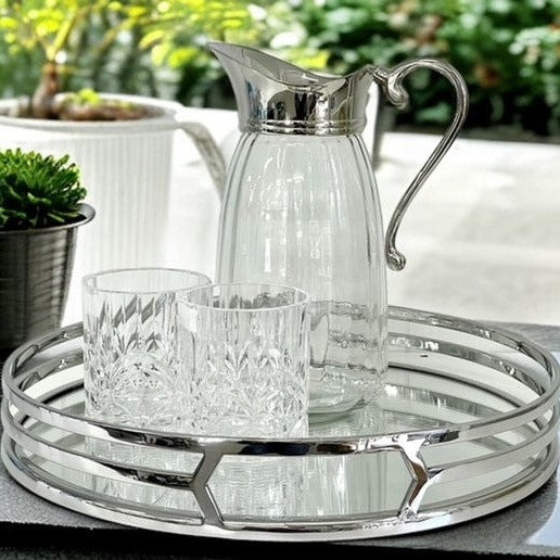 Silver Round Trio Band Tray